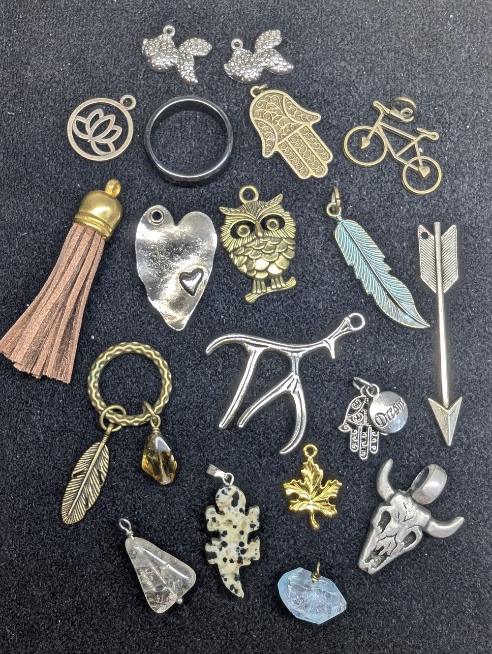 Pendant & Charm Lot For Jewelry Making & Crafts, Assorted Metal & Stone